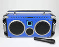 Bluetooth Portable Speaker Boombox Flare8 Blue, Retro with Wireless Mic