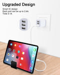 3-Port USB Wall Charger, 3.1A, USB Power Adapter