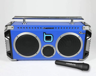 Bluetooth Portable Speaker Boombox Flare8 Blue, Retro with Wireless Mic
