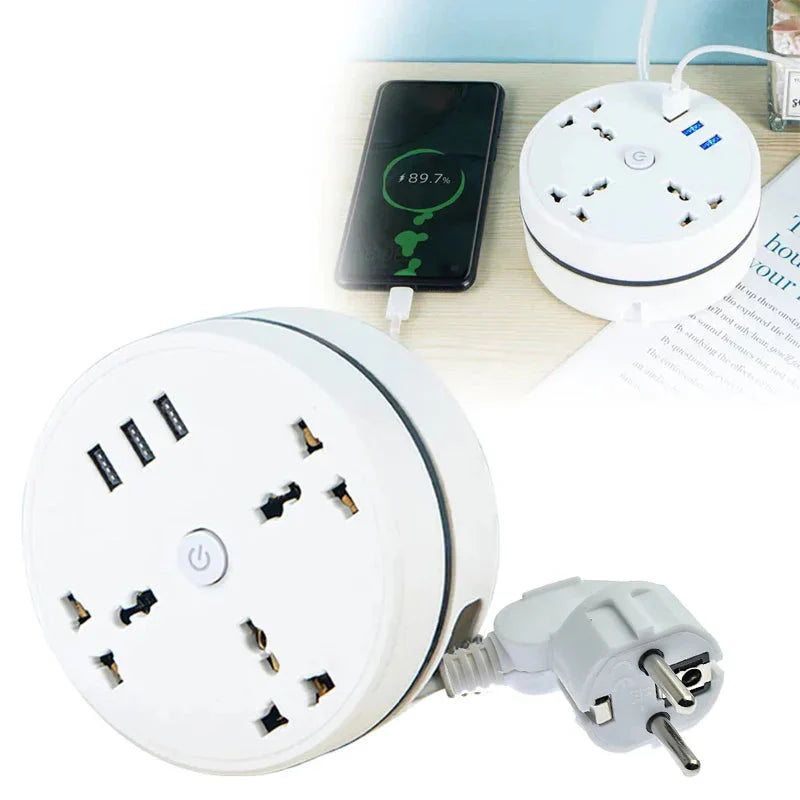 EU Plug Smart Power Strip with USB Ports and Fast Charging
