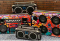Bluetooth Portable Speaker Boombox Flare8 Blue, Retro with Wireless Mic