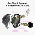KZ ZS10 Pro In-Ear Monitors, 4BA + 1DD, Detachable Cable (Black, No Mic)