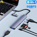 8-in-1 USB 3.1 Type-C Hub with TF/SD Card Reader