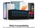 10-Port USB 3.0 Hub with 60W Power Adapter and Individual Switches
