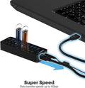 10-Port USB 3.0 Hub with 60W Power Adapter and Individual Switches