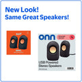 Stereo Speaker with Volume Controls, 3.5mm Aux + USB Power