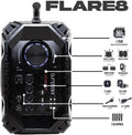 Bluetooth Portable Speaker Boombox Flare8 Blue, Retro with Wireless Mic