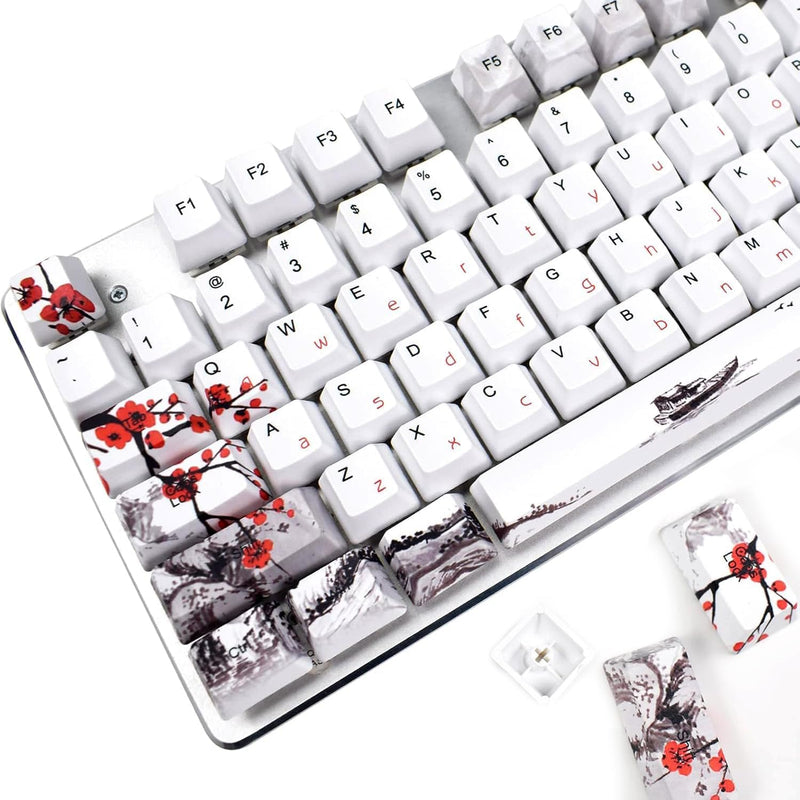 PBT Keycaps 110-Key Set, Japanese Style, Plum Blossom